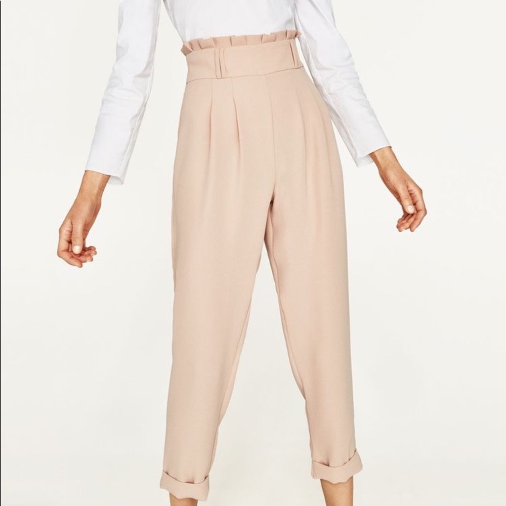 Zara High-Waisted Beige Pants